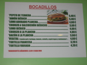 Bocadillos, panini